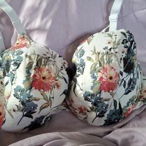 Cacique Pink and Green Floral Bra Intimates & Sleepwear